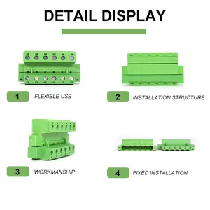 การผลิตเทอร์มินัลบล็อก PCB สีเขียวเมาท์ส่วนประกอบแผงวงจรพิมพ์ตัวเชื่อมต่อสกรูราง PC Din ขั้วต่อเทอร์มินัลบล็อก PCB