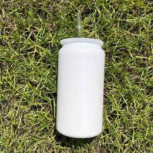 Jarra de Acero Inoxidable Aislada al Vacío de 16 oz, Color Blanco, para Refrescos y Cerveza, con Doble Tapa, para Sublimación y Envolturas UV DTF, Disponible en Almacén de EE. UU. - Product Image 4