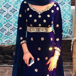 Beautiful-Indian/Pakistani Party-Wear Stunning embroidery work on Long kurta-pant dress for party/Wedding wear -2020 - Product Image 1