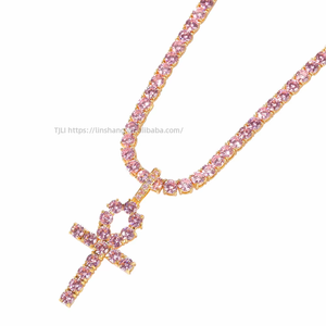 Hip Hop Colored Zircon Anhe Pendant Tennis <b>Chain</b> Set <b>Copper</b> Inlaid Zircon - Product Image 5