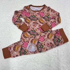 ชุดนอนเด็กทารกผ้าไผ่พิมพ์ลายตามสั่ง ชุดเสื้อผ้าเด็กจากโรงงาน เป็นมิตรกับสิ่งแวดล้อม ชุดลำลองแขนยาว 2 ชิ้น สไตล์ KPOP - Product Image 4