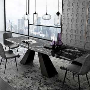 Artificielle Marbre Français <span class=keywords><strong>Italien</strong></span> Dubaï Blanc Gris Rectangle De Luxe 6 8 12 10 places table à manger ensemble - Product Image 6