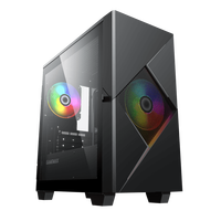 Boîtier PC Gamer GAMEMAX Cyclops BR Micro ATX d'occasion, tour moyenne, panneau latéral en verre trempé et acrylique, ventilateur 12 cm, USB avant, audio