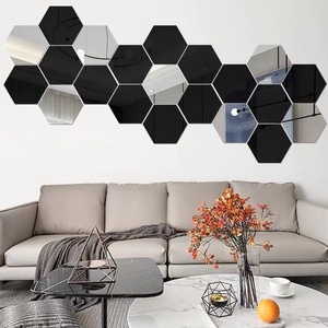 2025 mô hình tường trang trí nội thất gương giống như kính gạch tự dính Hexagon Glass Mosaic - Product Image 6