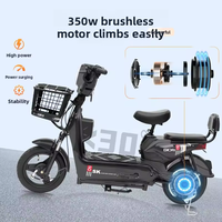 Bicicleta Eléctrica Urbana de 48V 350W, Ebike con Motor Trasero sin Escobillas, Cuadro Robusto, Frenos de Tambor Delanteros y Traseros, para Desplazamientos Diarios en la Ciudad