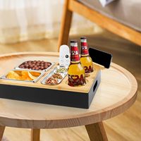 Café Bar Snack Box En Bois Canapé Plateau Organisateur En Acier Inoxydable Snack Bols Distributeur avec Porte-Bouteille