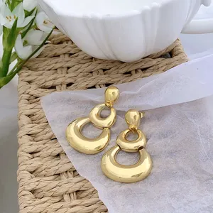 Unique Design Brass Earring With Gold Color Plated Hot Sale Brass Jewelry For Woman Nice Brass Jewelry Gift Wholesale