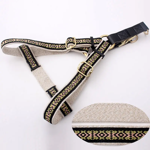 天然ヘンプドッグハーネスとリーシュポリエステルプルドッグハーネス2025新デザインロゴメタルバックル付き - Product Image 3