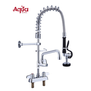 Commercial Pre rinse Faucet Brass Dual Handle Deck-mounted Kitchen Shower Set Mini Faucet Hot/cold with 8" Add on Swing Spout - Product Image 1
