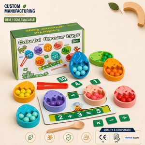 Juguete Matemático <span class=keywords><strong>de</strong></span> Madera con Forma <span class=keywords><strong>de</strong></span> Huevo <span class=keywords><strong>de</strong></span> Dinosaurio RIZON Montessori con Cuentas y Símbolos Aritméticos, Juguete Educativo STEM para Niños Pequeños - Product Image 1