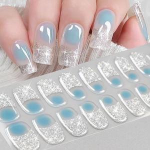 1 feuille de Wraps pour ongles en gel semi-durcis noirs à rayures géométriques, autocollants pour ongles en gel pailleté sans cuisson, Wraps de vernis à ongles pour manucure florale - Product Image 3