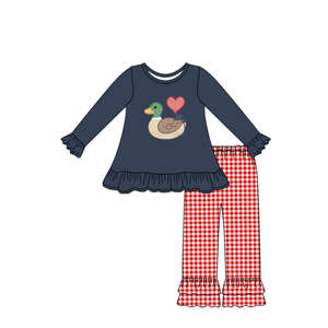 GLP2911 personalizado niña azul excavadora otoño trajes niños al por mayor niña niño ropa conjunto - Product Image 4