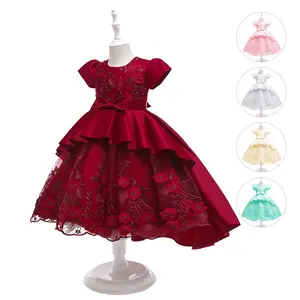 Платье для девочки с цветами, платье принцессы, новинка, юбка-пачка, детское вечернее платье со шлейфом для выступления на пианино