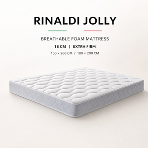 Matelas en mousse Rinaldi JOLLY 18 cm, fermeté moyenne, respirant, en tissu polyester, avec soutien à cellules ouvertes, 150x200 cm, 180x200 cm, pour chambre moderne - Product Image 1