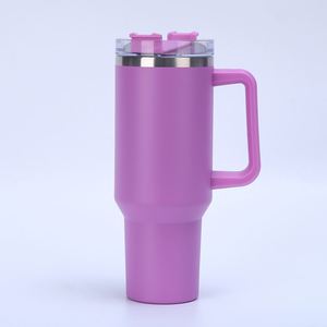 Double Wall Car H1.0 Handle <b>Travel</b> Tumbler 40oz <b>Mug</b> <b>Lid</b> Straw Anti-Slip OEM Custom Brand ODM - Product Image 3