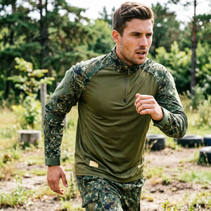 Chemise tactique d'entraînement pour homme, manches longues, tissée, respirante, séchage rapide, uniforme d'extérieur, haut camouflage numérique, logo personnalisé - Product Image 2