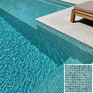 Mosaïque de verre pour <span class=keywords><strong>piscine</strong></span>, surface brillante, émail vert Sukabumi, jet d'encre, forme carrée, prix abordable - Product Image 1
