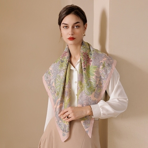 Women Silk Feeling Square Scarf Vintage Jungle Tree Print Large Satin Neck Scarf Fashion Lady Shawl <b>Wrap</b> Headscarf for Daily Use - Product Image 1