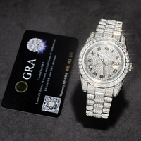 Montres automatiques de luxe avec logo personnalisé, style Hip Hop, entièrement serties de diamants (test diamant positif), mouvement de luxe, Moissanite VVS de qualité présidentielle