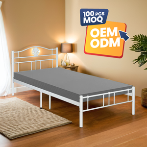 KD-1119เตียงเหล็กเดี่ยวแบบพกพาทนทานสำหรับห้องนอนและหอพักที่ทันสมัย - Product Image 1