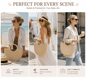<span class=keywords><strong>Bolso</strong></span> de playa de paja tejido con cuerda de papel estilo bohemio para mujer, ideal para bodas, venta al por mayor - Product Image 6