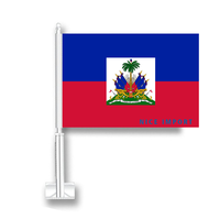 Drapeau d'Haïti pour voiture, drapeau de fenêtre de voiture en polyester avec mât inclus, décorations patriotiques pour les festivals, les célébrations et les défilés