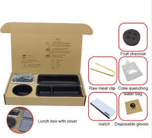 Özel Logo tek kullanımlık taşınabilir toz kaplı paslanmaz çelik katlanır kömür ızgara alev güvenlik cihazı Bento yemek kabı seti - Product Image 1
