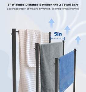 סלון 3 שכבות שמיכה כבד ייבוש מעמד מחזיק מעמד גדול נוסף ללא תשלום מגבת - Product Image 4