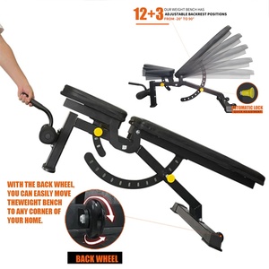 <span class=keywords><strong>Banc</strong></span> d'entraînement semi-commercial réglable VIGFIT avec roulettes et repose-pieds amovible pour inclinaison, position plate et declin - pour la maison et la salle de sport - Product Image 6