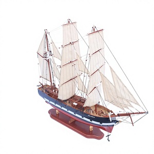 Modèle de bateau à voile en bois fait main - Modèle réduit de la célèbre voilière à trois mâts, Famine, décoration pour la maison ou le bureau, Jeanie Johnston - Product Image 1