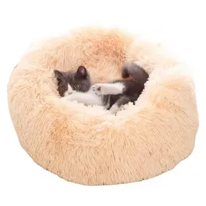 Reforzar pequeño o mediano lavable a máquina calmante acogedor Cuddlers suave Microfleece cama para mascotas cama de viaje para gatos sueño moderno