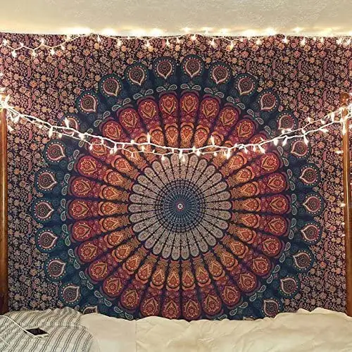 Custom Printed Large Tapestry International Indian Psychedelic Peacock Bohemian Wall Tapestry