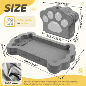 Toddler Travel Bed 2 In 1 Foldable Portable <b>Childrens</b> Bed <b>Sofa</b> <b>Chair</b> With Storage And Handle For Kids Playtime - Product Image 3