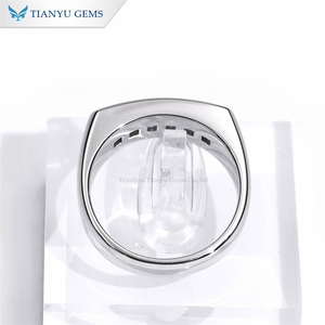 Alliance de mariage pour <span class=keywords><strong>homme</strong></span> Tianyu 3MM en moissanite taille princesse, diamant de laboratoire, bijoux fins personnalisés, or massif 10K 14K 18K - Product Image 4
