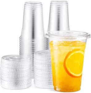 Gobelets en plastique jetables transparents PET de 20 oz avec couvercles, couleur personnalisée, pour les fêtes - Product Image 1