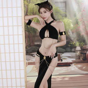 Costumes de jeu de rôle Bunny Girl, combinaisons <span class=keywords><strong>sexy</strong></span> non-tissées <span class=keywords><strong>Catwoman</strong></span>, robe bustier à chaînes, lingerie <span class=keywords><strong>sexy</strong></span> pour cosplay - Product Image 5