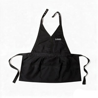 Vente Chaude Tablier à bretelles personnalisé avec logo, 3 poches, boutons-pression, unisexe, pour salon de coiffure, manucure, pâtisserie, café, uniforme de travail