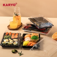 1107 gros rectangle Bento à emporter emballage à emporter plateau à Sushi jetable en plastique alimentaire agneau rouleau Sushi boîte avec couvercle