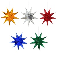 Lanterne en papier étoile à cinq branches 3D écologique de haute qualité, ornement de sapin de Noël pour décoration festive suspendue