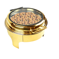Lefeng Réchaud de buffet rond en acier inoxydable doré de luxe, prix spécial, avec grand couvercle en verre, pour maintien au chaud des soupes et aliments
