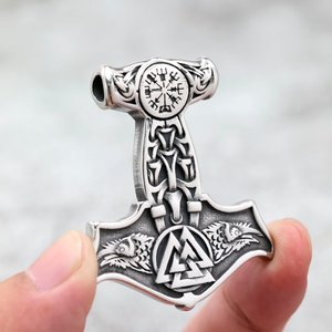 Viking Thor Hammer Pendant Necklace Stainless Steel Unisex Nordic Symbol Gift Jewelry Hip Hop Style - Product Image 2