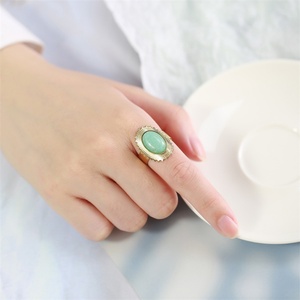 Popular Gold Plated Jewelry Geometric Opening <b>Turquoise</b> Finger <b>Ring</b> - Product Image 2