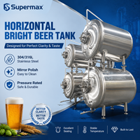 Cuve à bière horizontale personnalisée en SUS304, brillante, pour service, avec refroidissement et carbonatation, capacité 1000L, 2000L, 3000L