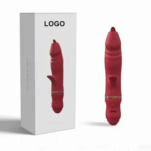 Caixa de Presente personalizada Tongue Vibrador Mulher Clitóris Estimulação Massagem Adulto Dildo Vibrador Sex Toy Tongue Lambendo