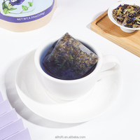 Sachets de thé bleu fleur de pois papillon étiquette personnalisée OEM vente en gros en usine