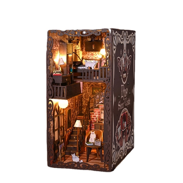 IIECREATE Miniature Architecture House Building Kit Children 3D Wooden Toys Led for DIY Assemble Book Nooks