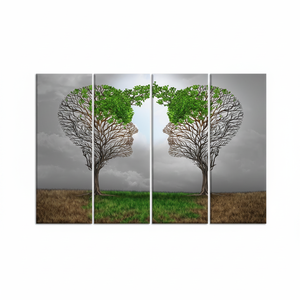 Elegante Impresión Artística en Lienzo con Silueta de Árbol Cara a Cara para Espacios Serenos, JUEGO DE 4 LIEÑOS - Product Image 2