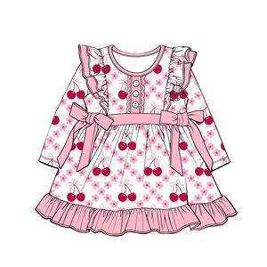 Vêtements de haute qualité pour filles, boutique de vêtements pour sœurs, prix d'usine, vêtements pour enfants, robe d'été verte à <span class=keywords><strong>quatre</strong></span> feuilles de trèfle - Product Image 2