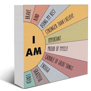 ชั้นวางโต๊ะในห้องเรียนขนาด5x5นิ้วป้ายบล็อคไม้ที่มีสไตล์เป็นแรงบันดาลใจ - Product Image 1