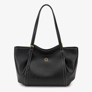 Bolso Tote de Lujo Personalizado de Fábrica, Bolso de Mano de Cuero Premium para Mujer con Logotipo Floral Dorado - Product Image 1